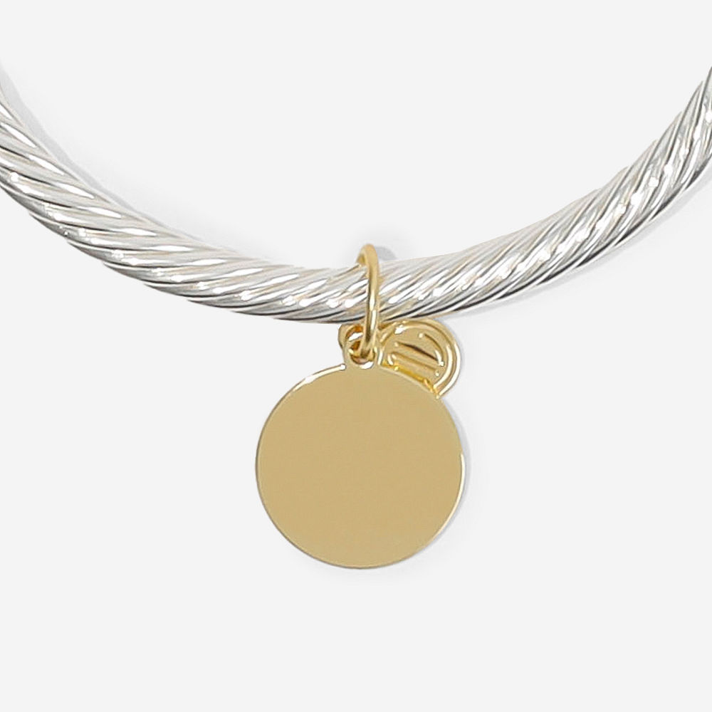 duo cable bracelets in gold and silver