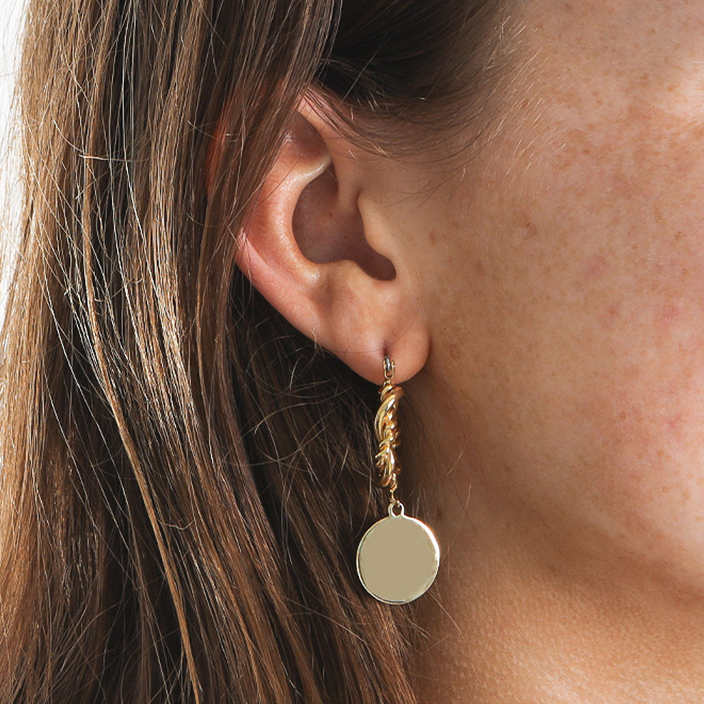 gold cable hoop earrings studio shot
