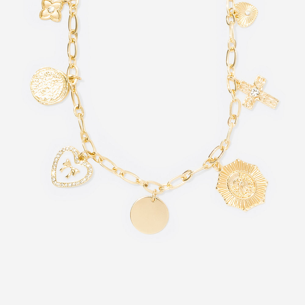 Monogrammed Charm Necklace | Gold with White