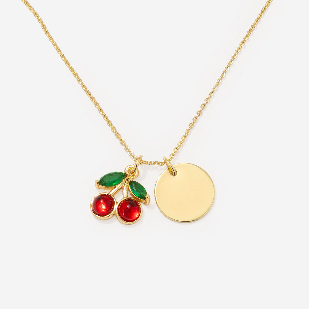 Monogrammed Cherry Necklace | Gold