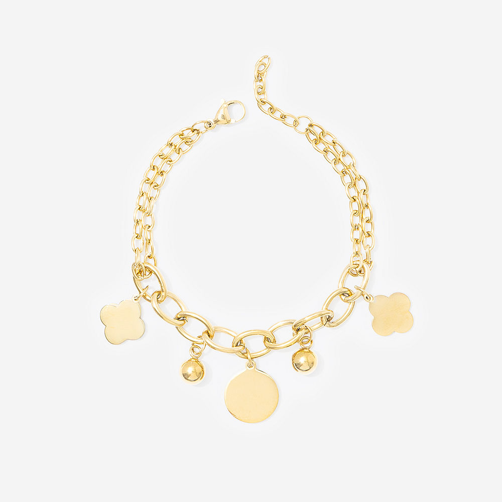 Monogrammed Clover Charm Bracelet | Gold