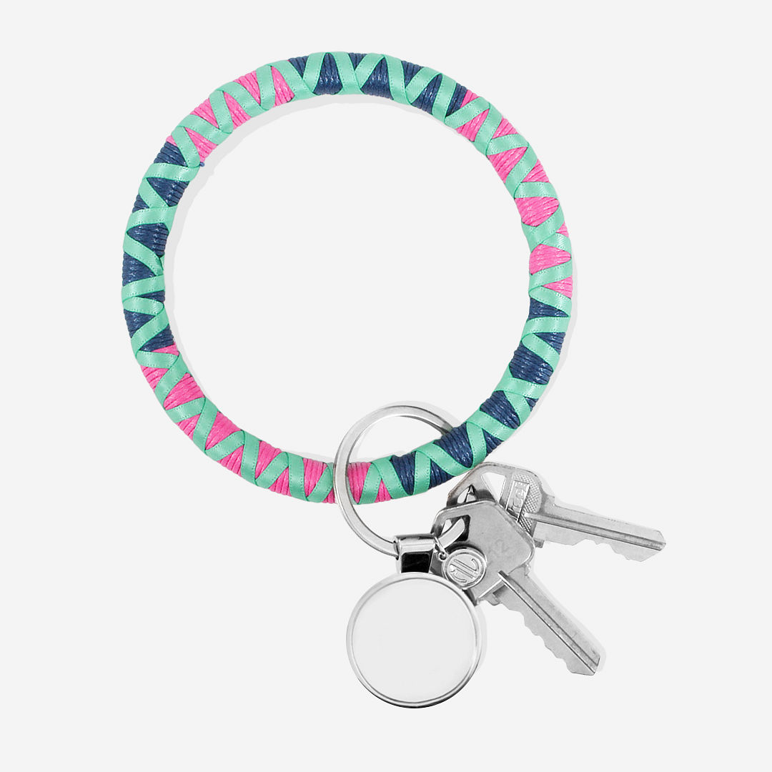 monogrammed corded key ring in hang