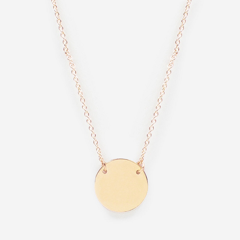 delicate gold circle necklace with monogram