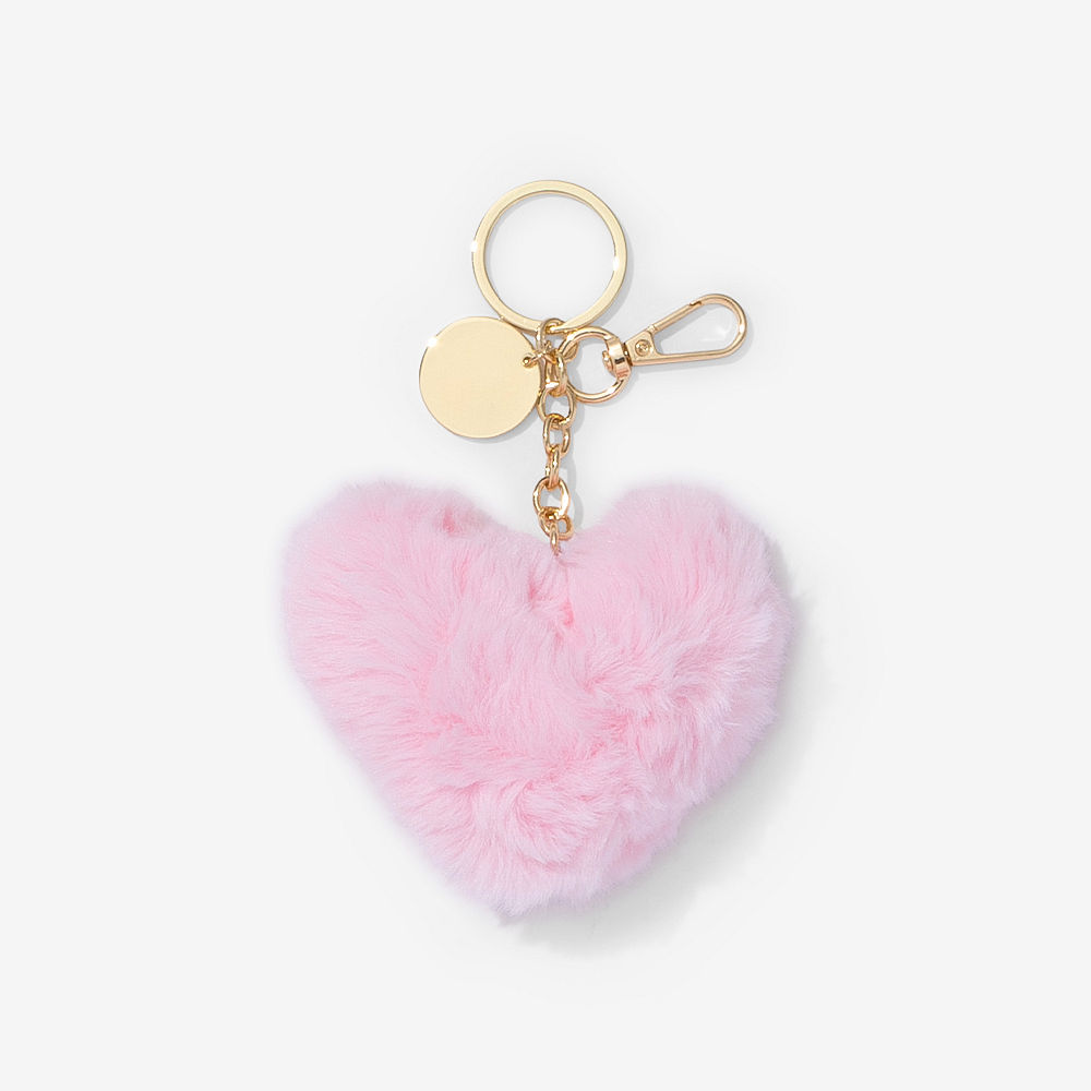 Monogrammed Fuzzy Bag Charm Keychain | Pink