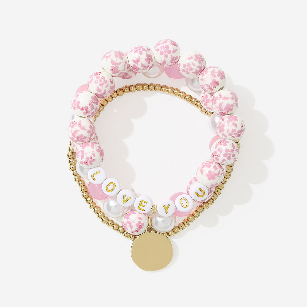 mom and kids love you and love you more personalized pink bracelets