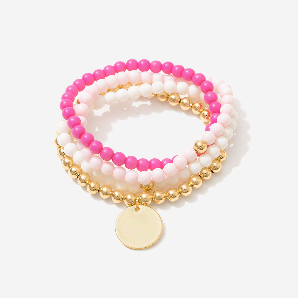 mom and me pink beaded bracelet stack