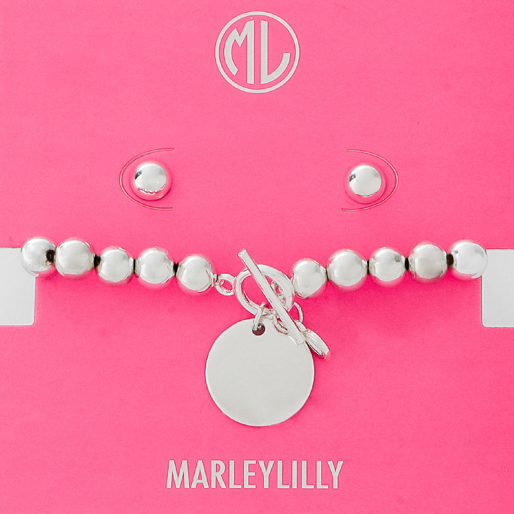 Monogrammed Jewelry Gift Set in Silver