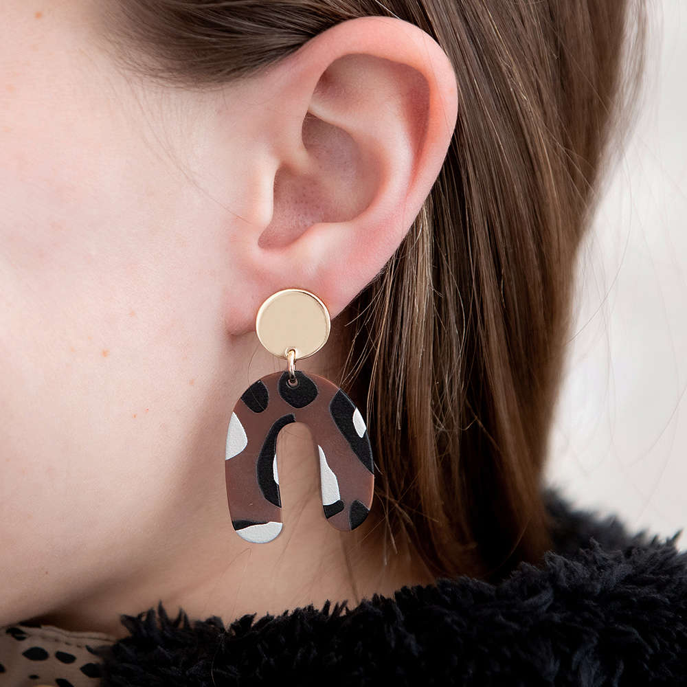 Personalized Leopard Arch Earrings