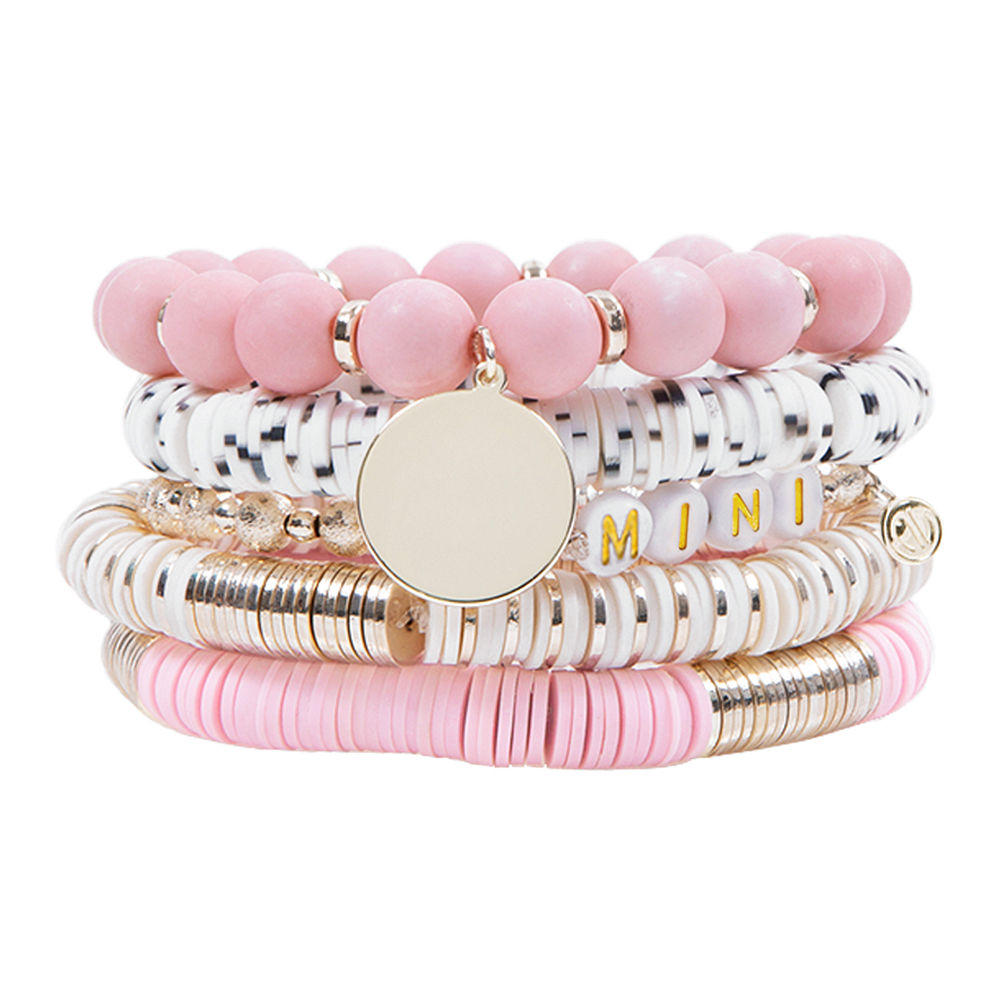 mom and me matching pink bracelet stack