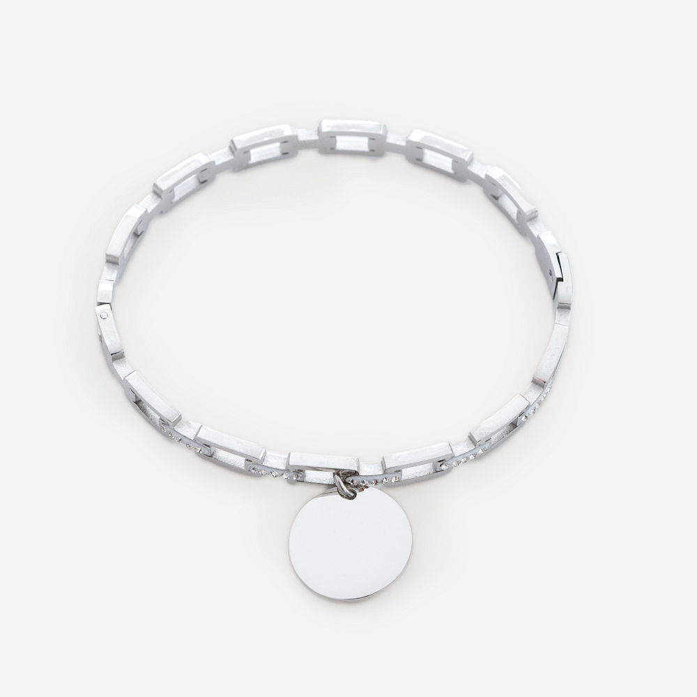 silver pave chainlink bangle clasp open