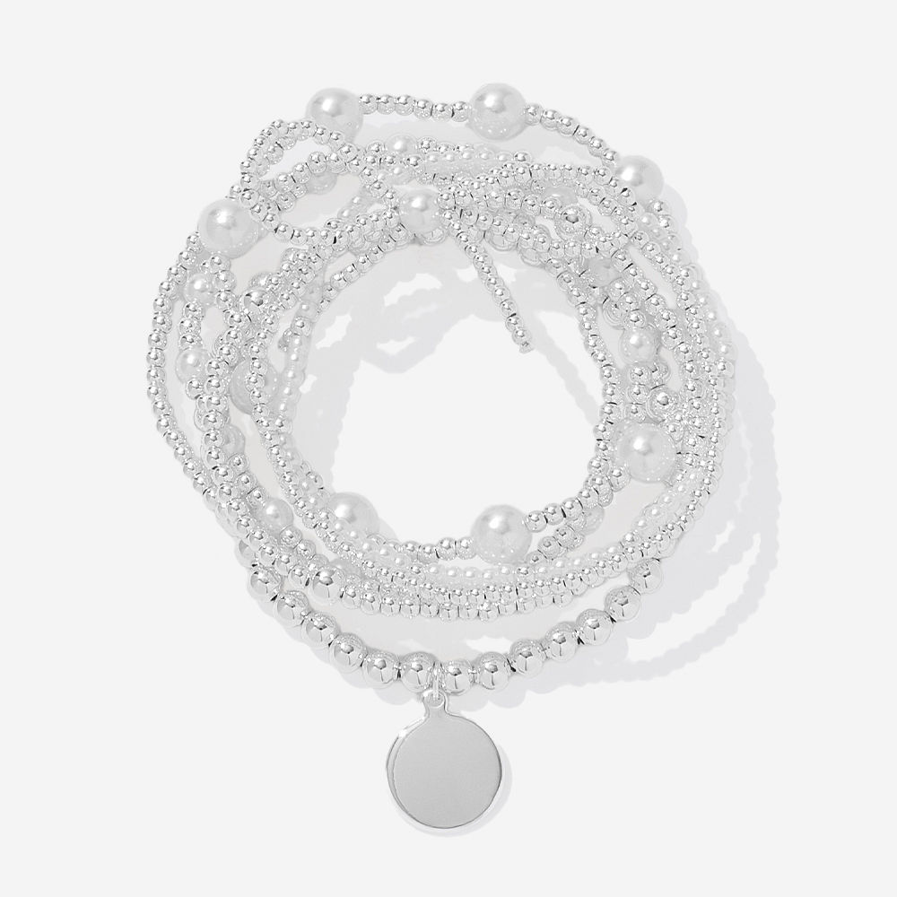 monogrammed pearl bow earrings and bracelet and pearl necklace