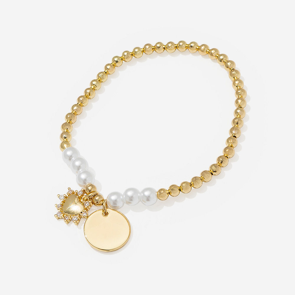 pearl  heart  bracelet  and bride earrings with  ribbon on pink