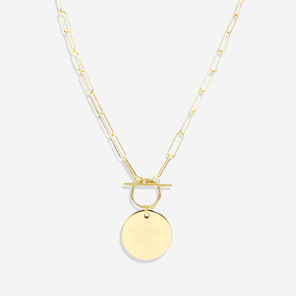 back of monogrammed pendant necklace