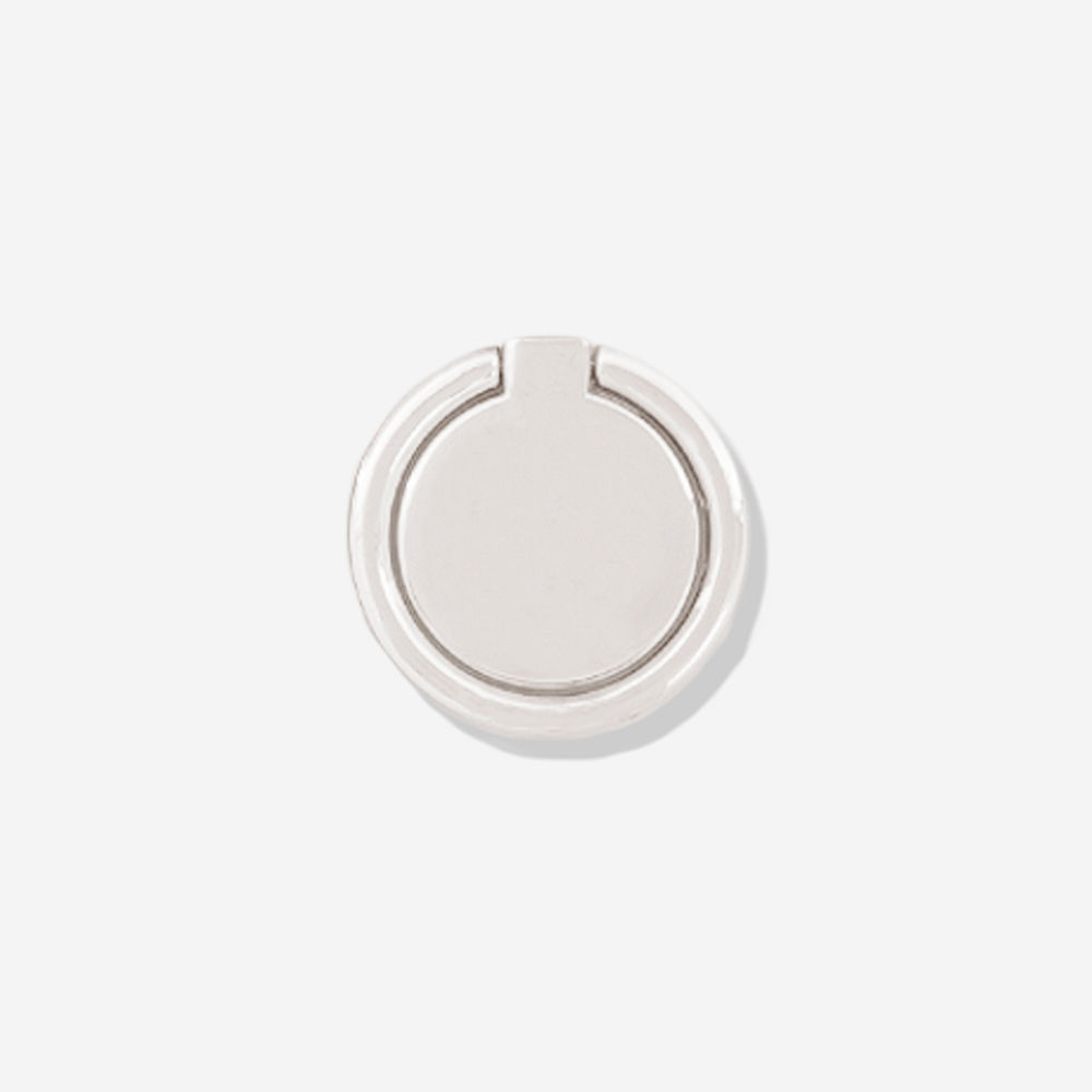 silver phone ring with pink sherpa pullover