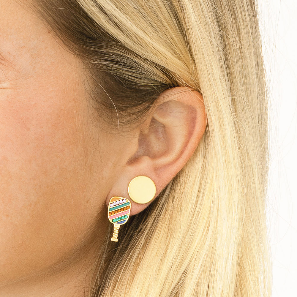 Monogrammed Pickleball Earring Set | Gold