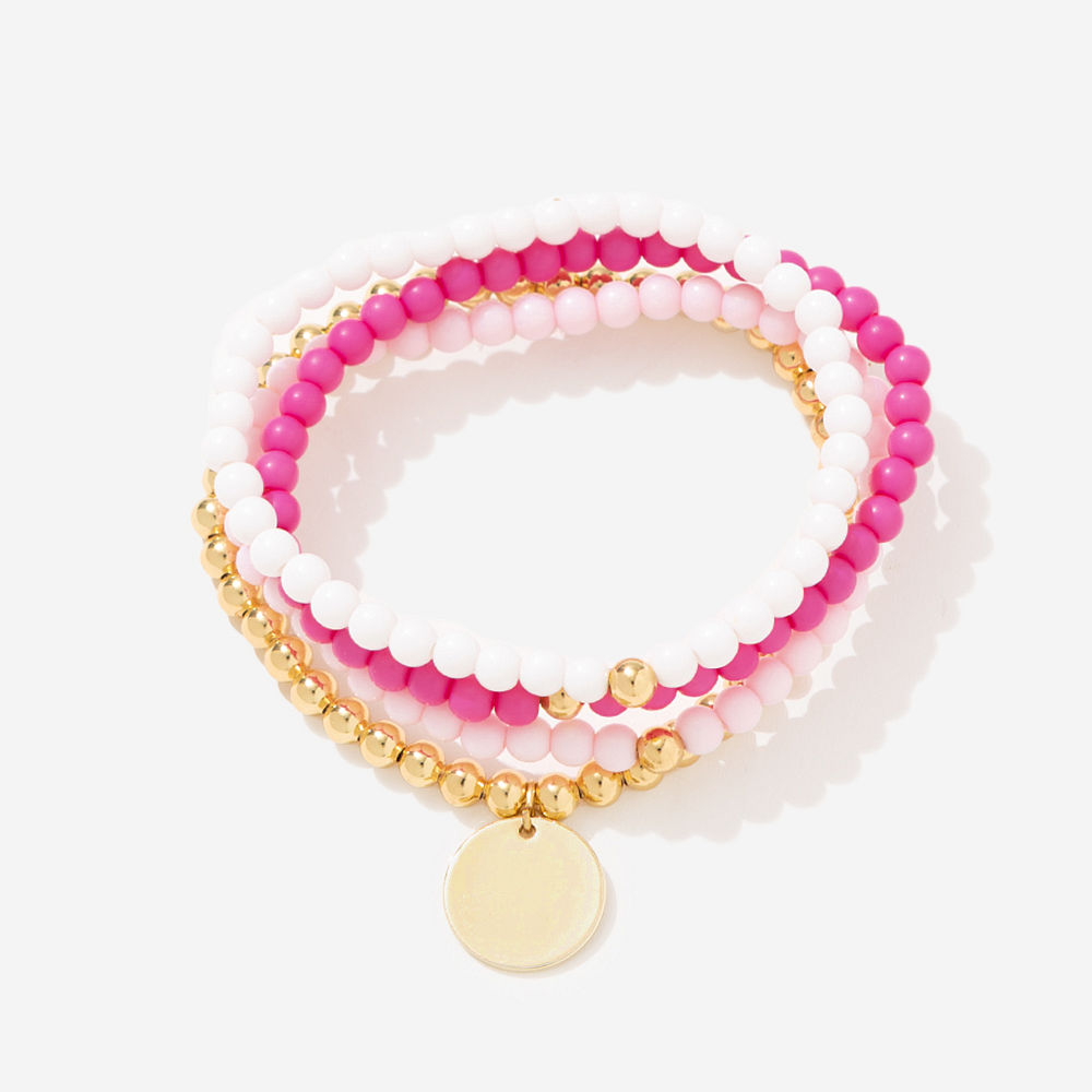 mom and me pink beaded bracelet set