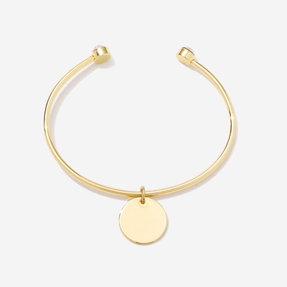 Monogrammed Rhinestone Cuff Bangle | Gold