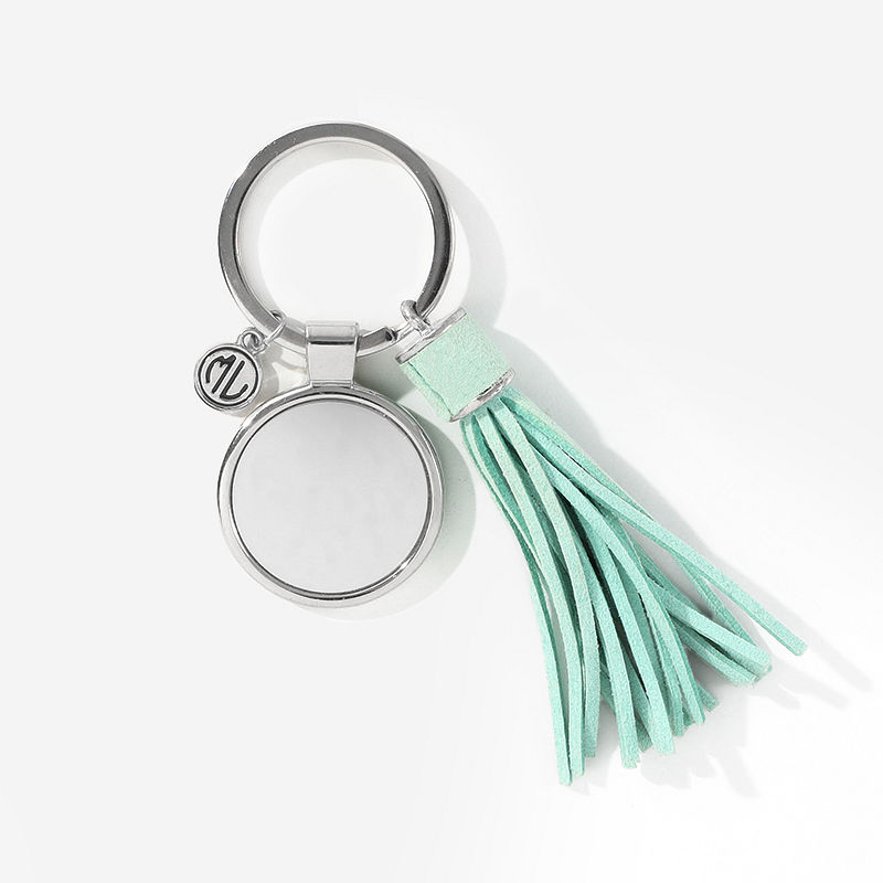 mint monogrammed tassel key chain with car key