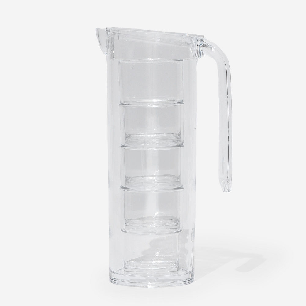 personalized acrylic pitcher with nesting cups in orange