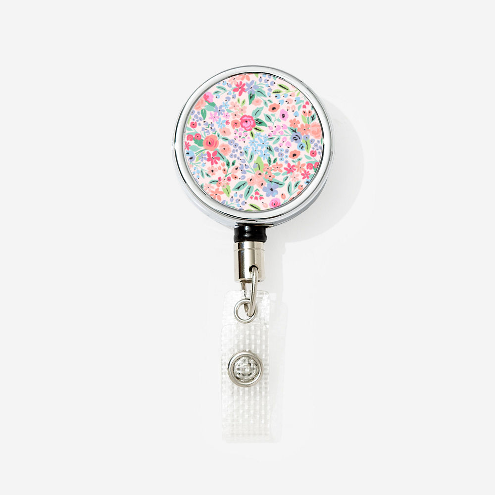 classic cheetah personalized badge reel on desk