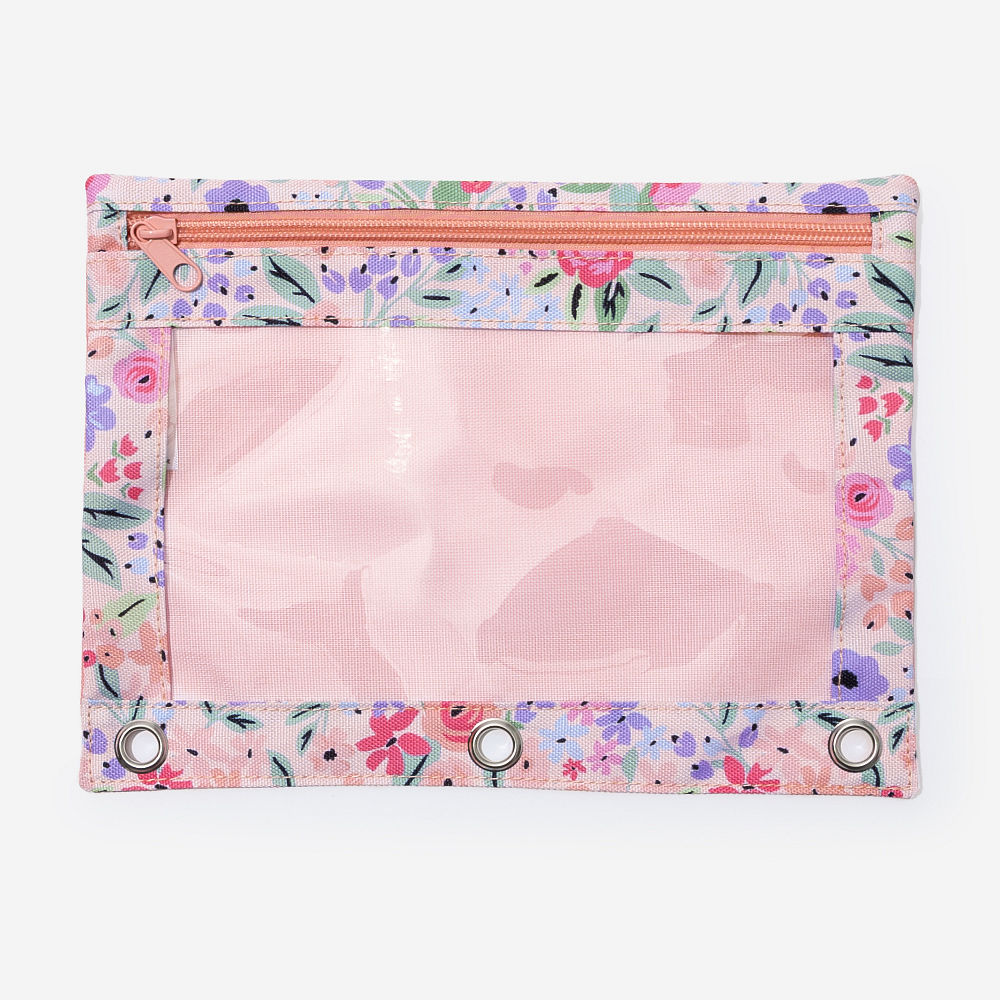 Monogrammed Binder Pencil Pouch | Coral Floral
