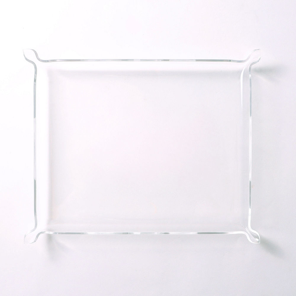 acrylic catchall tray with pink monogram and notepad - updated (no feet)