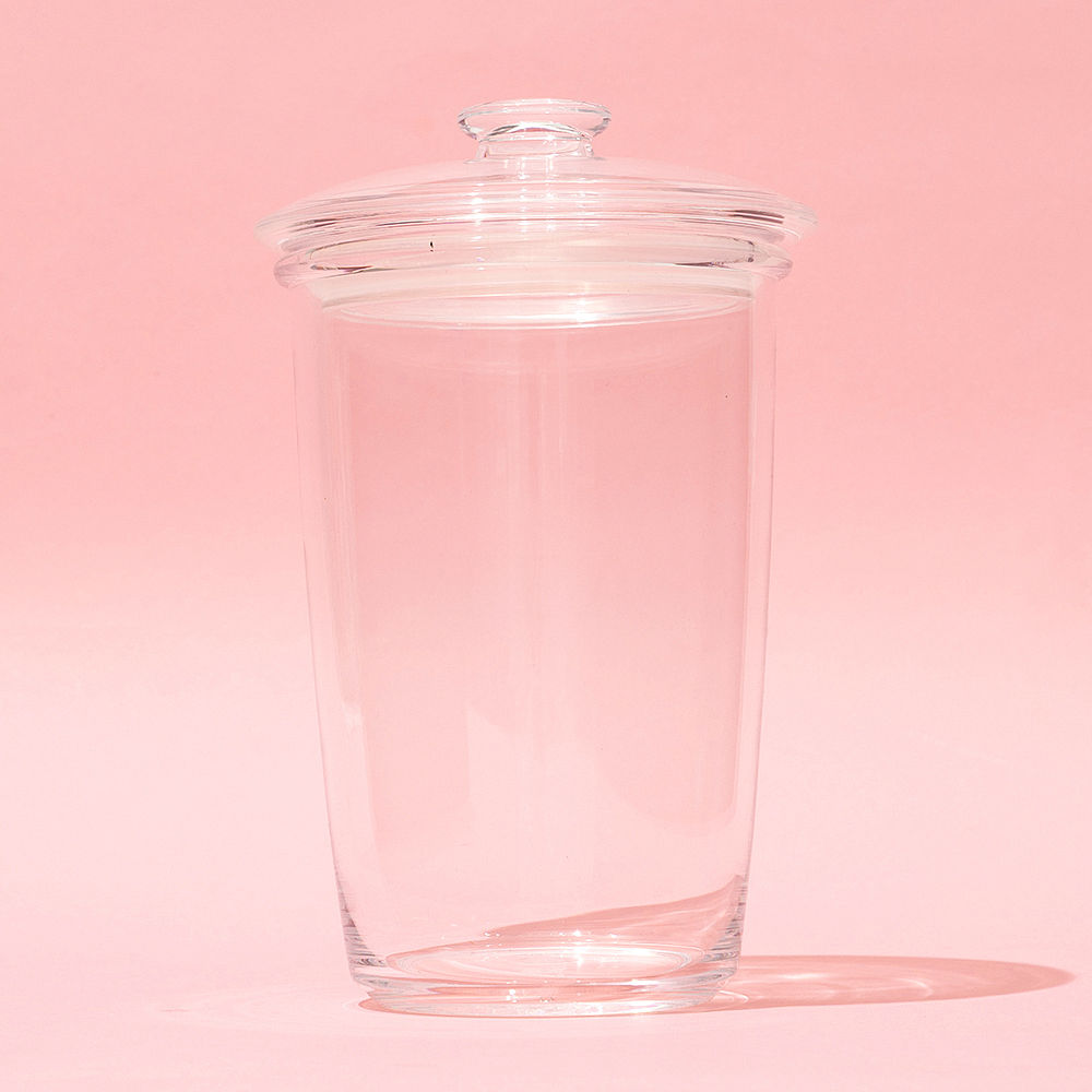 clear container with coffee