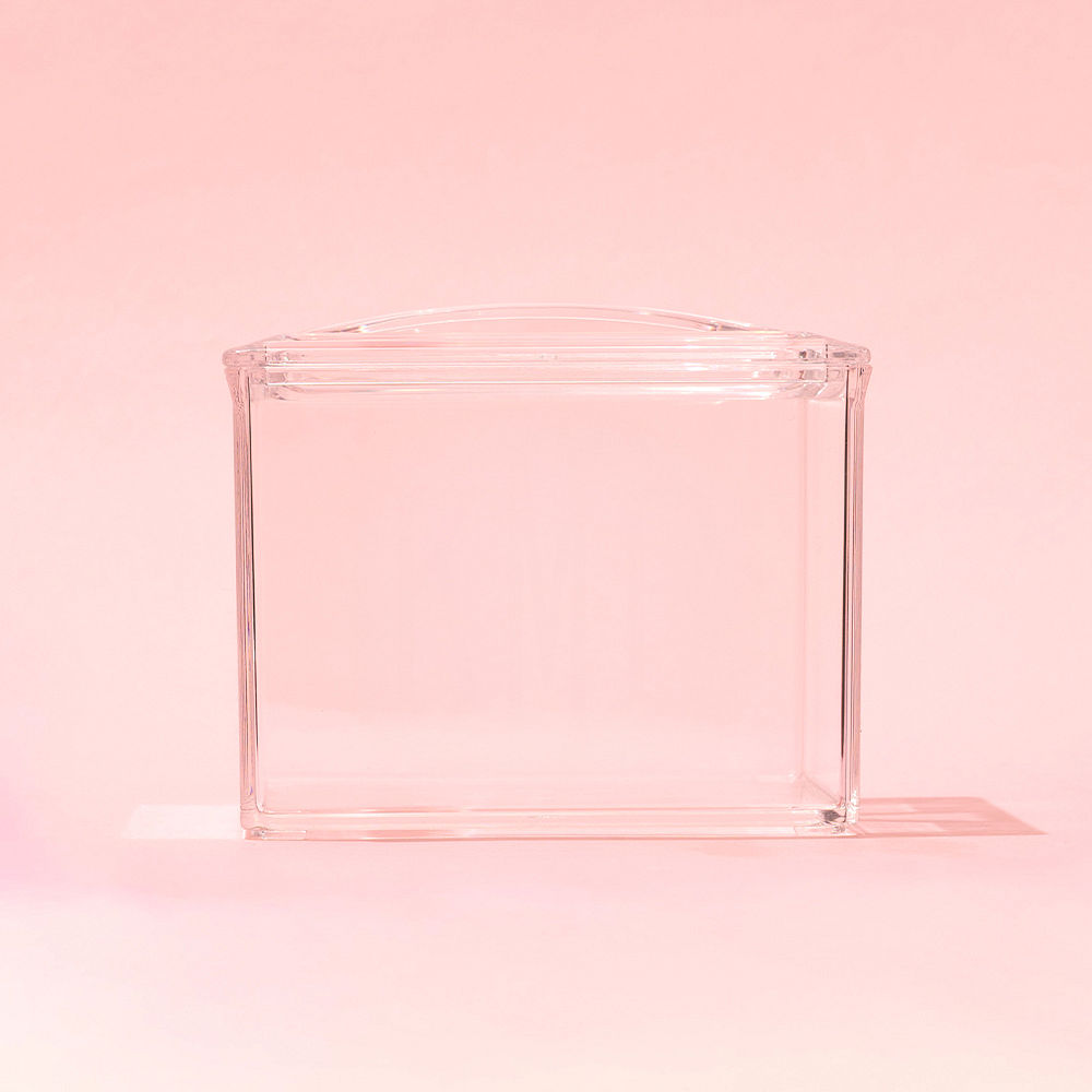 clear acrylic cotton ball holder opened