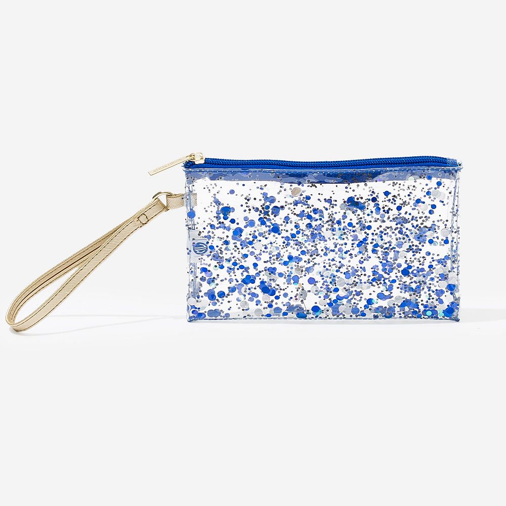 gold monogrammed wristlet pouch