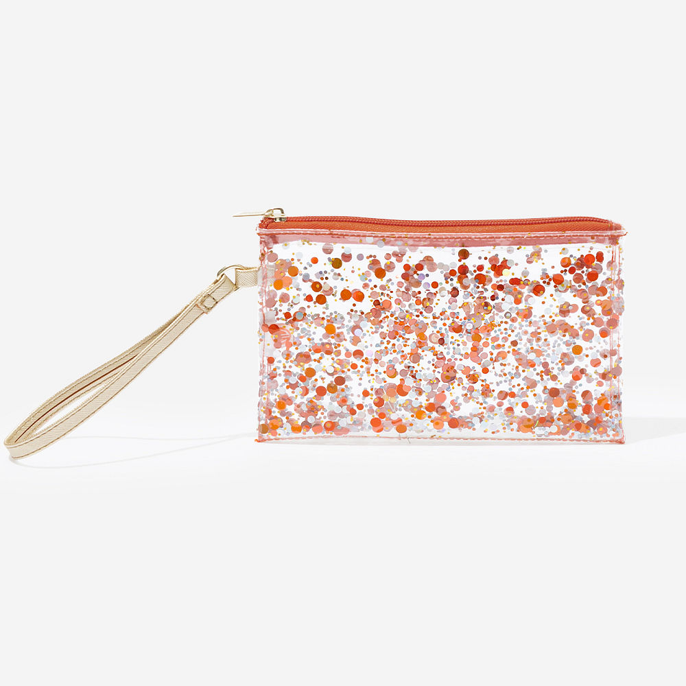 gold monogrammed wristlet pouch