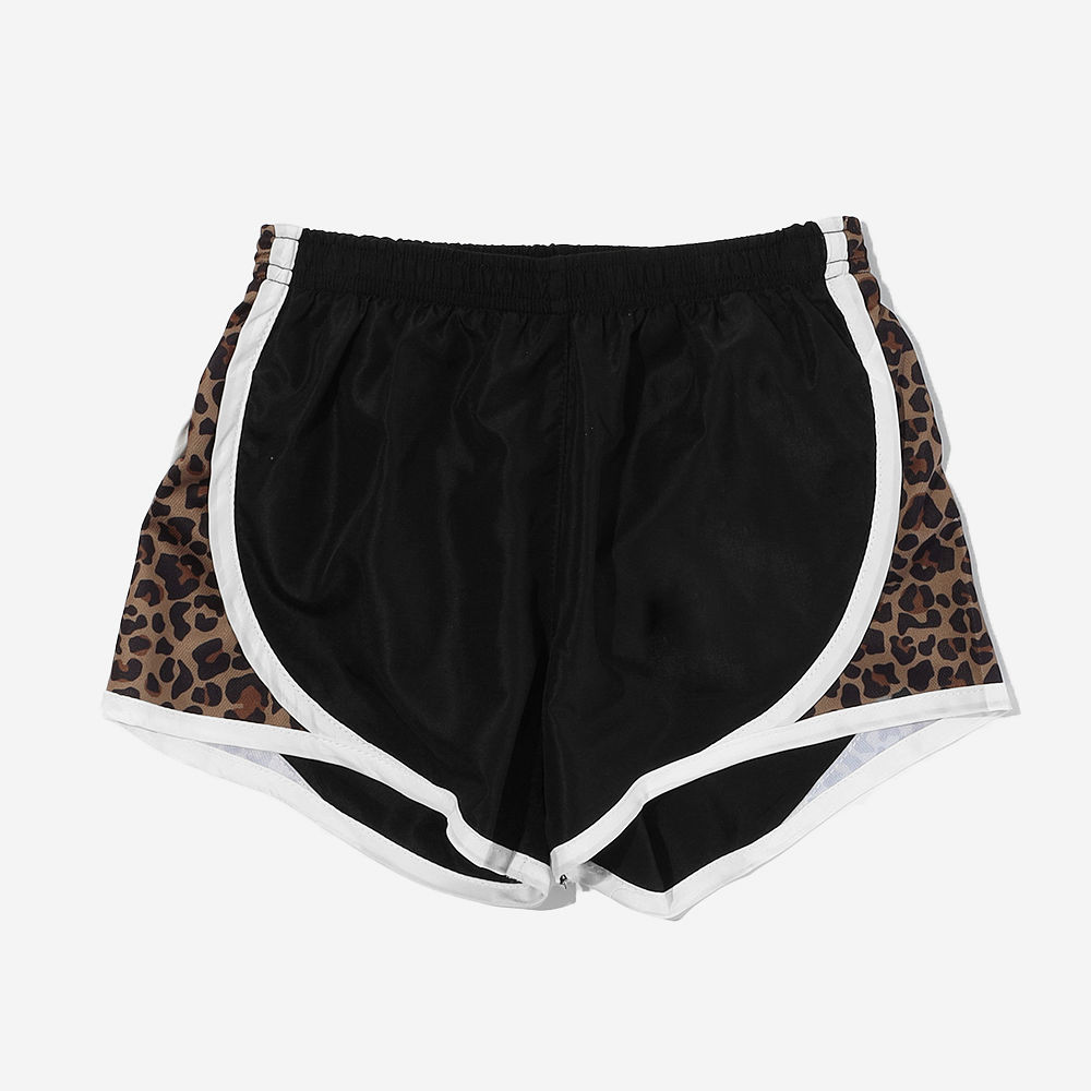 youth girls leopard running shorts