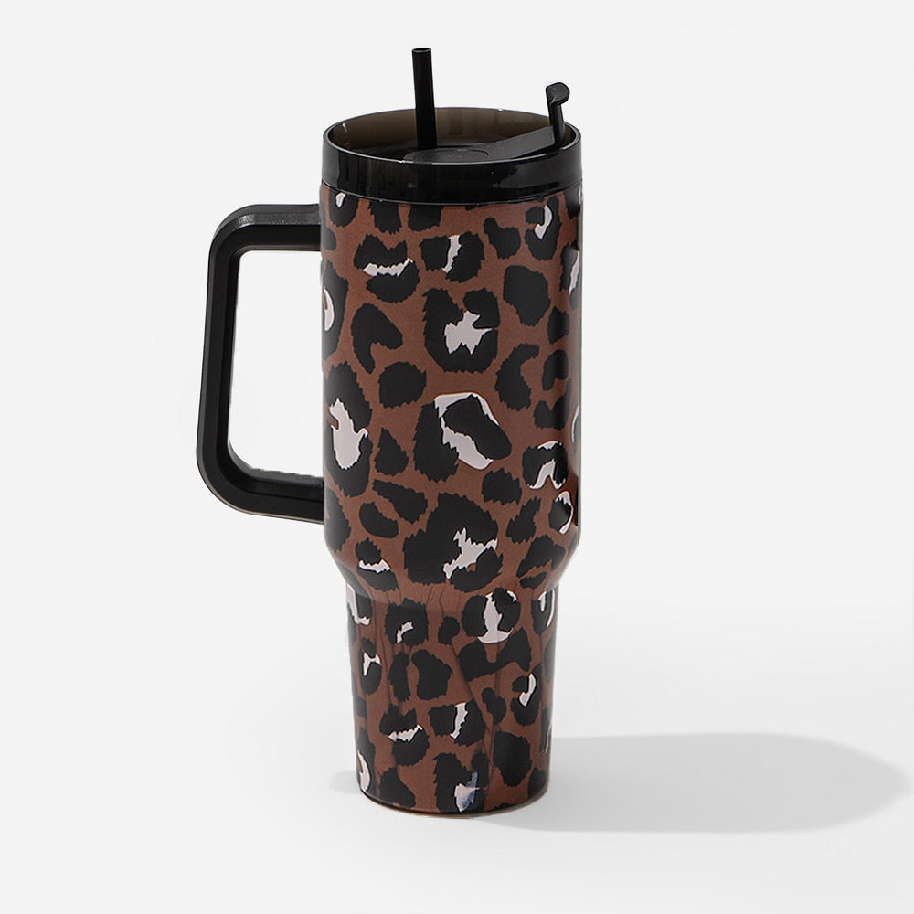 30oz cheetah, coral floral, and purple marble travel tumblers