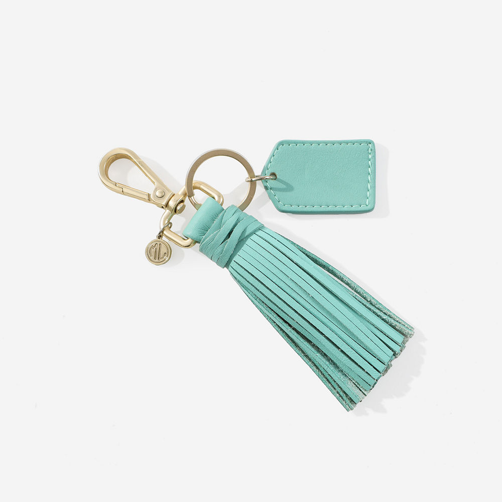 monogrammed key fob in mint with keys