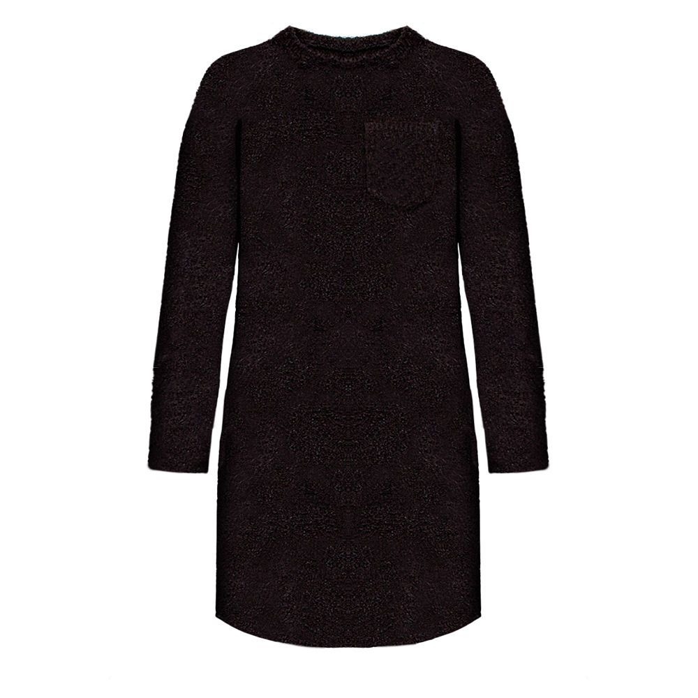 boucle textured sweater dress with monogram pocket