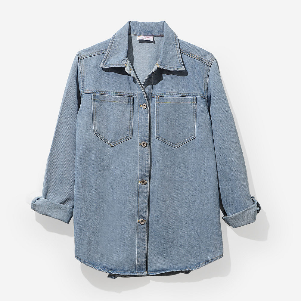 denim shacket with dress