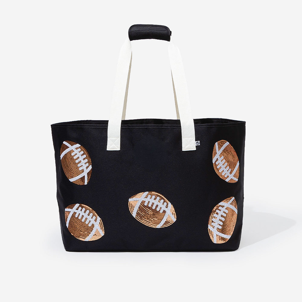 Monogrammed Football Extra Large Tote Bag | Black Football