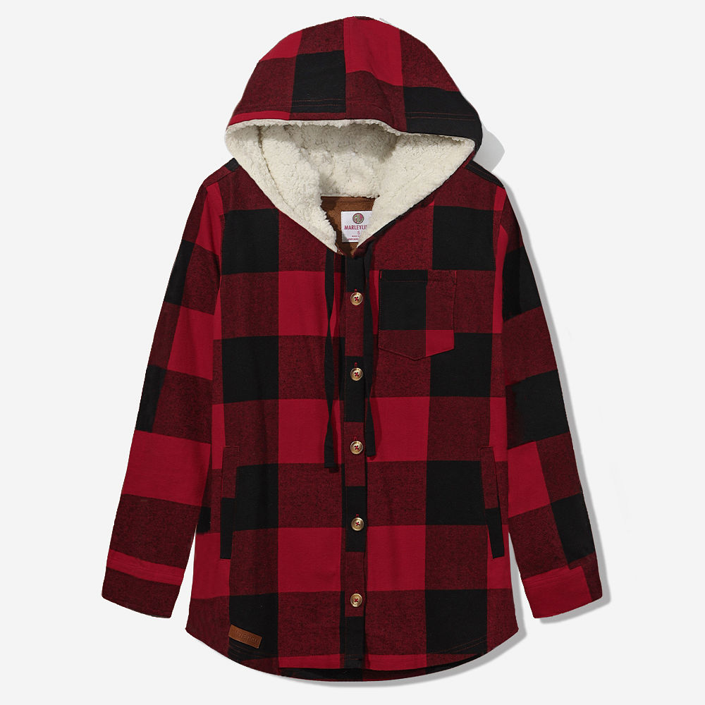 Sherpa Diamond Pattern Zip-Up Side Pocket Hooded Jacket main image 1