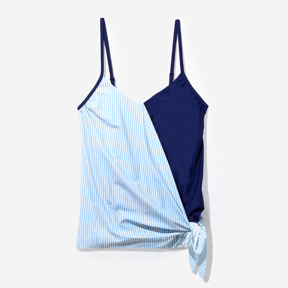 black ruched tankini close up shot