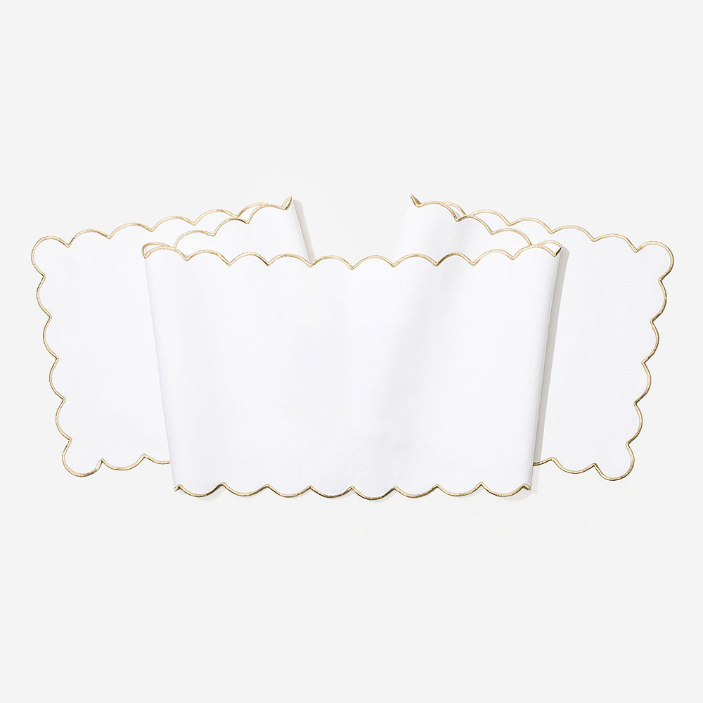 Monogrammed Scalloped Table Runner | Khaki