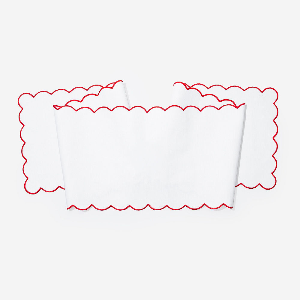 Monogrammed Scalloped Table Runner | Red