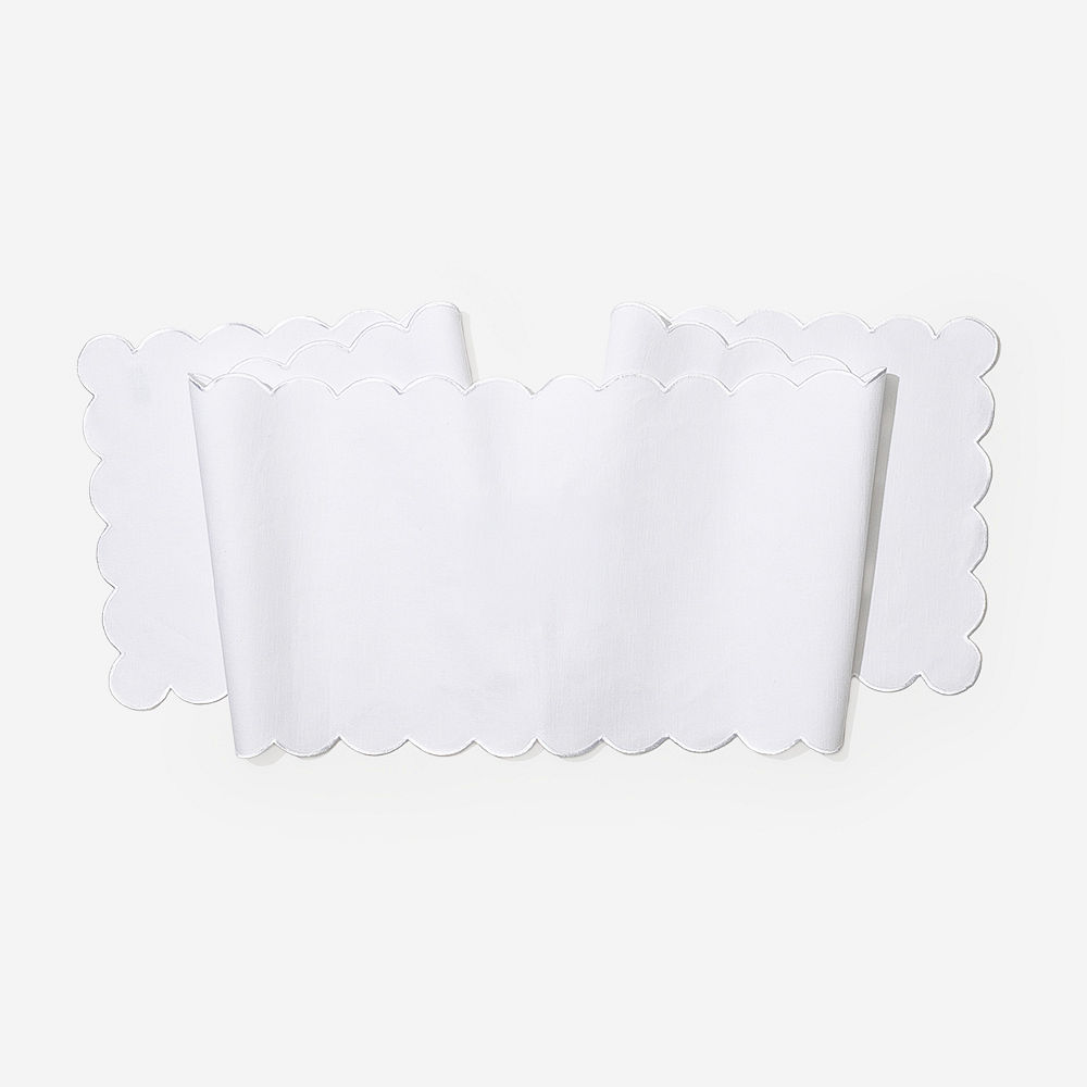 Monogrammed Scalloped Table Runner | White