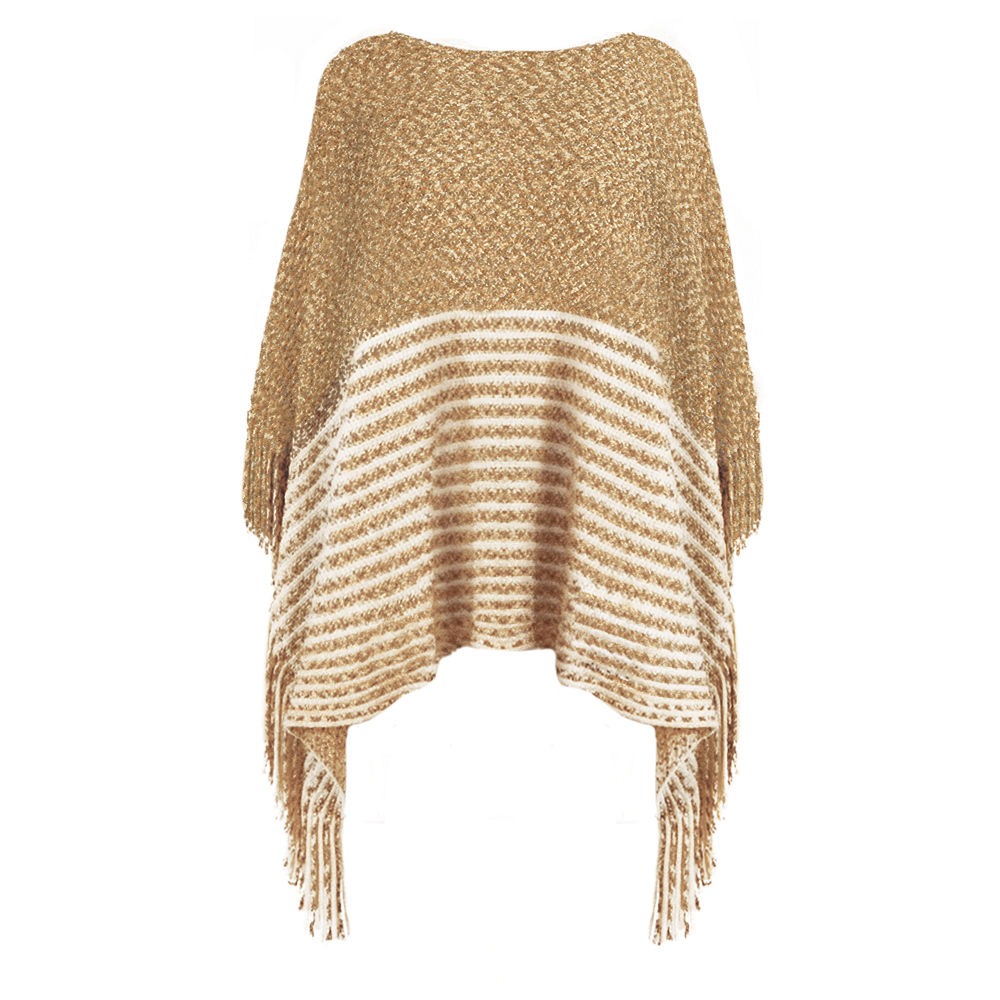 Personalized Striped Chenille Poncho in Tan ootd