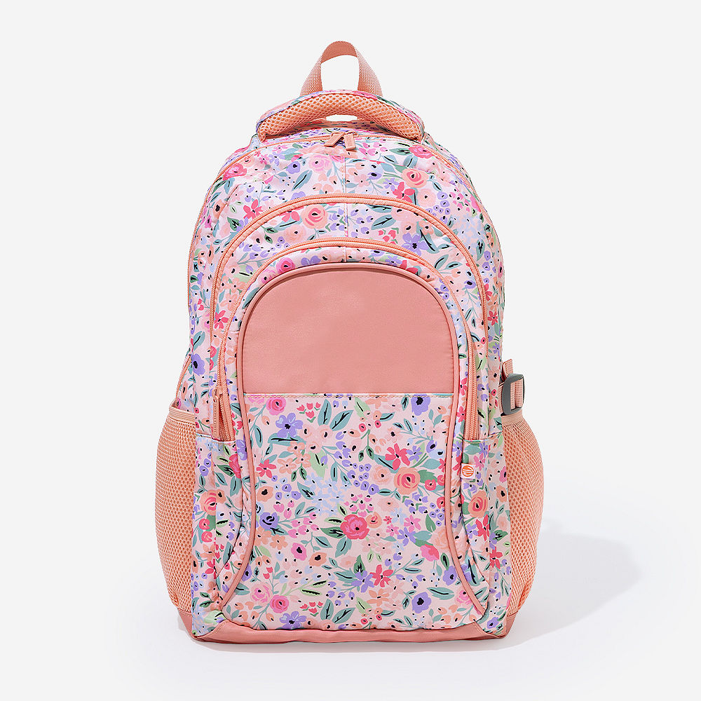 monogrammed coral floral backpack and binder pencil pouch
