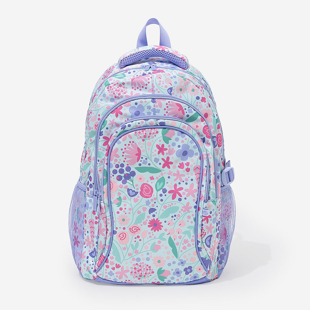 watercolor cheetah navy and posey petals monogrammed backpacks on kids