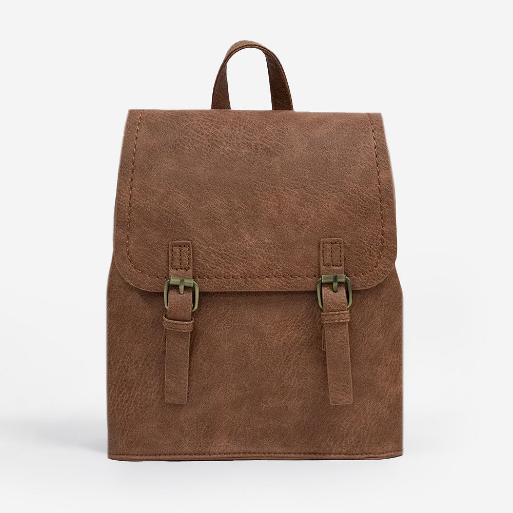 close up of brown backpack purse