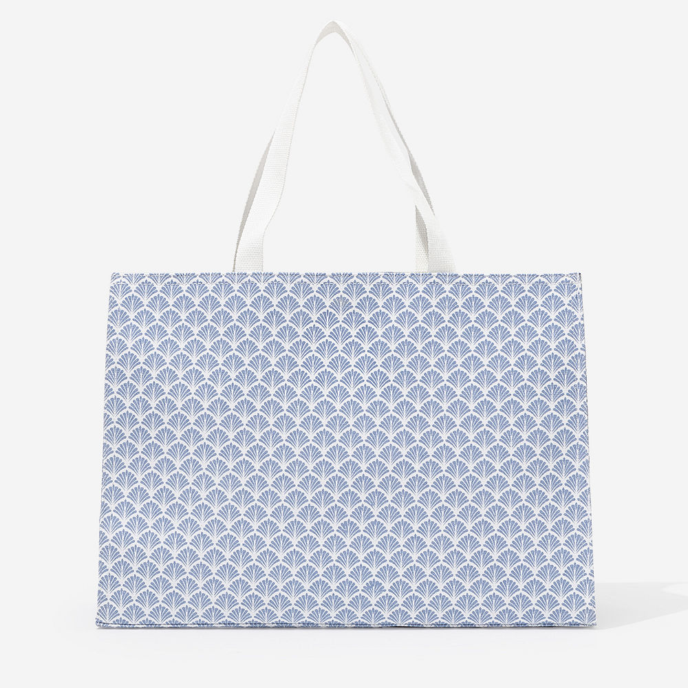 gray ikat personalized basic tote bag in car