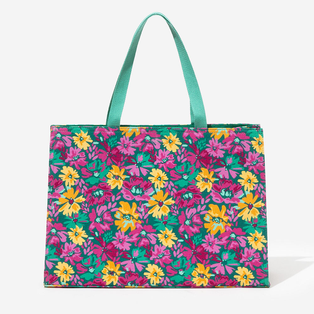 gray ikat personalized basic tote bag in car