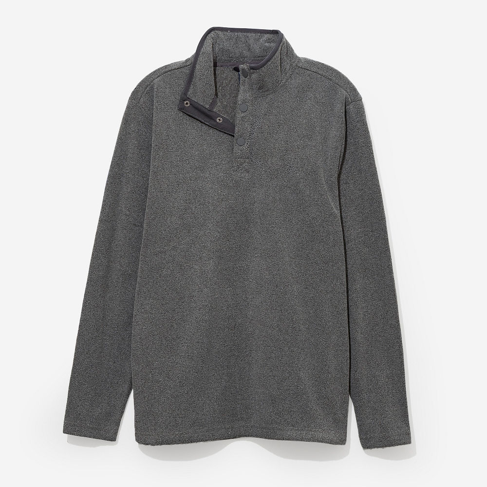 side of bayview fleece in heathered charcoal