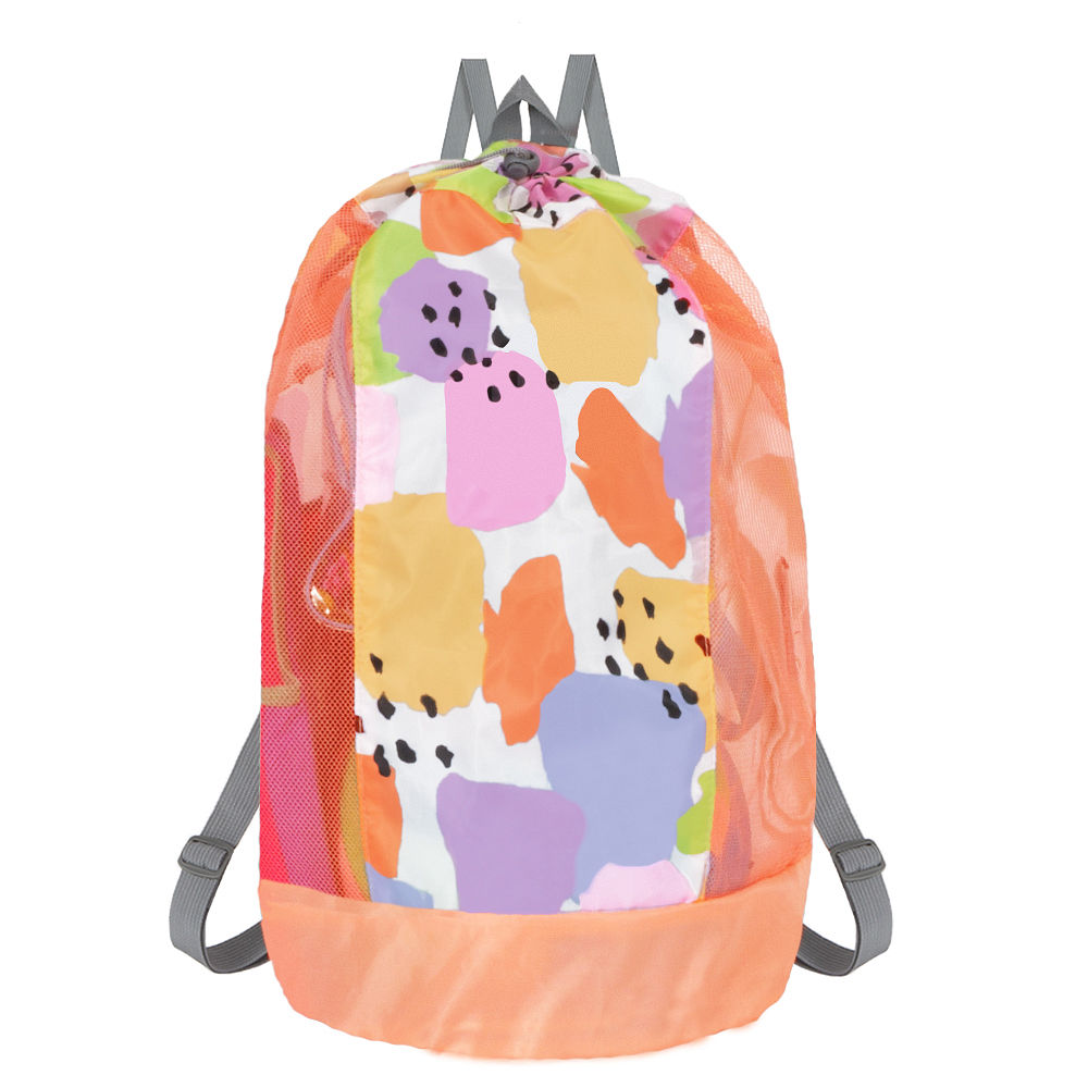 inside of cheetah monogrammed beach backpack bag