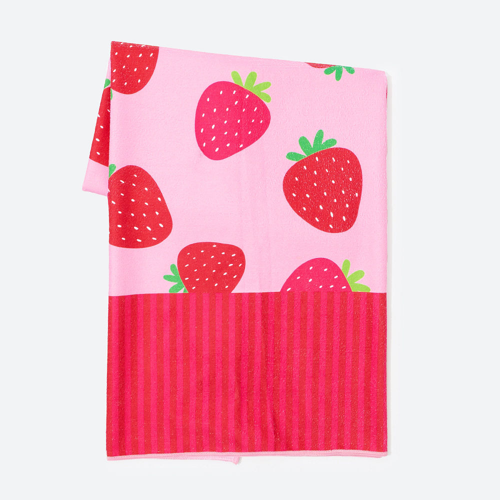 personalized kids beach towel in blue mini stripes